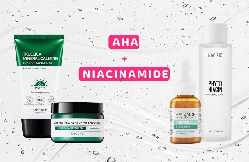 Niacinamide, vitamin C, azelaic acid, AHA và BHA là những hoạt chất thường dùng để hỗ trợ mờ thâm. 